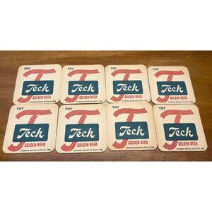 Vintage Tech Golden Beer Coasters Set Of 8 Pittsburgh Brewing Co Barware Decor